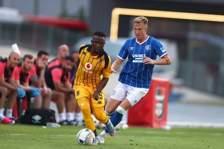 Kaizer Chiefs player in action against Rangers during pre-season friendly in Spain